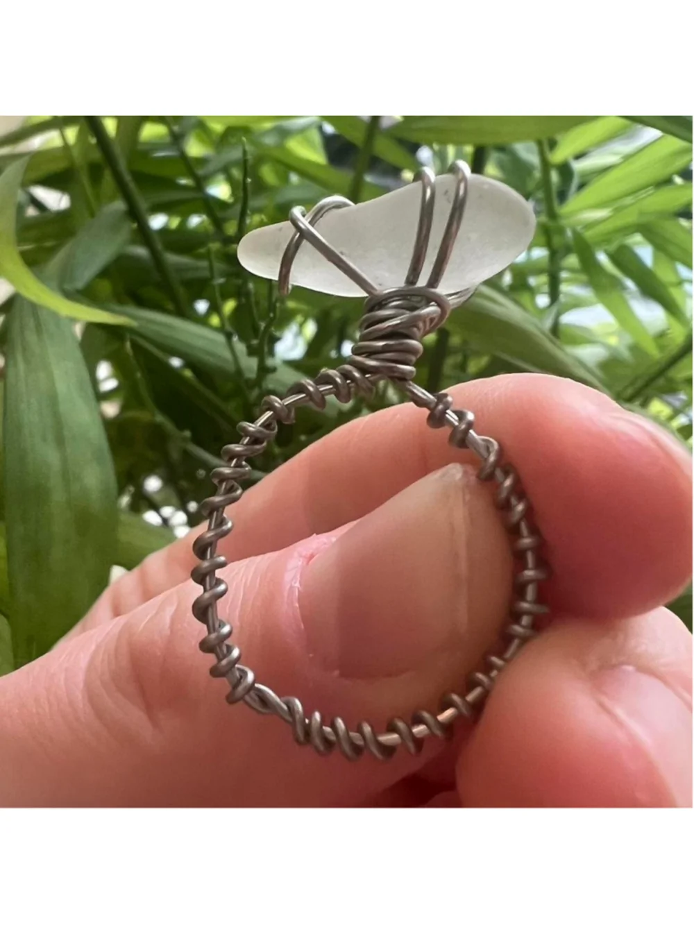 Handmade silver wire wrapped clear seaglass ring 🌊💫 PM me with any questions